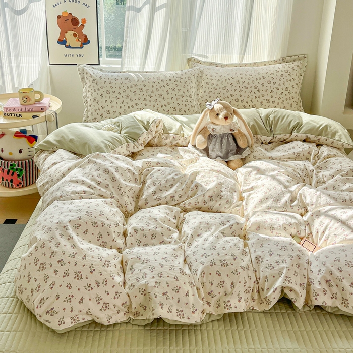 91家纺网 家纺一手货源 找家纺 尚美 2026新款简约印花床盖四件套 奶碎花