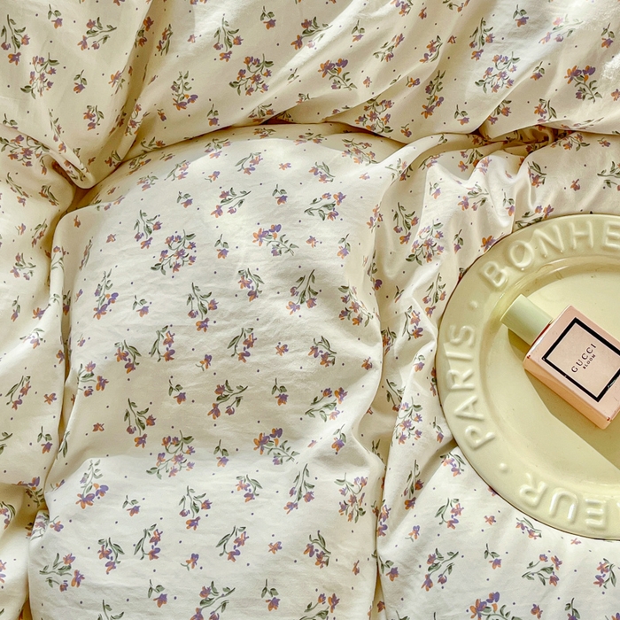 91家纺网 家纺一手货源 找家纺 尚美 2026新款简约印花床盖四件套 奶碎花