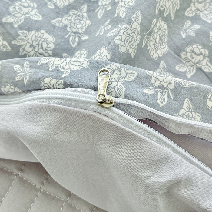 91家纺网 家纺一手货源 找家纺 尚美 2026新款简约印花床盖四件套 雾花-灰