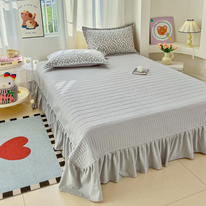 91家纺网 家纺一手货源 找家纺 尚美 2026新款简约印花床盖四件套 雾花-灰