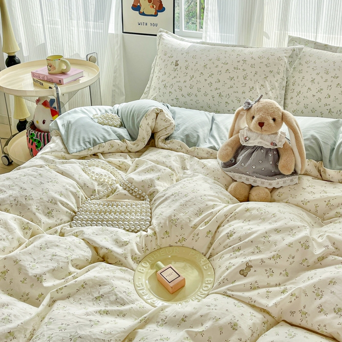 91家纺网 家纺一手货源 找家纺 尚美 2026新款简约印花床盖四件套 小兔花房