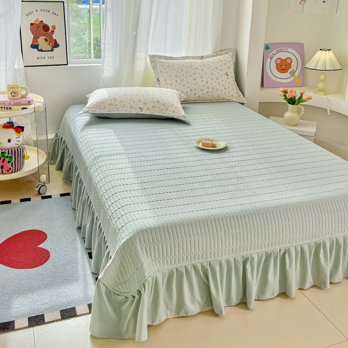 91家纺网 家纺一手货源 找家纺 尚美 2026新款简约印花床盖四件套 小兔花房