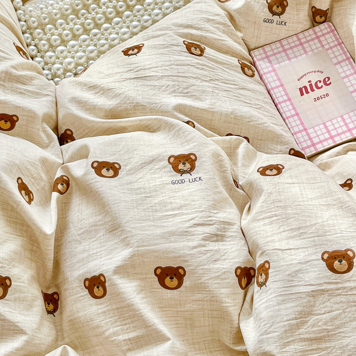 91家纺网 家纺一手货源 找家纺 尚美 2026新款简约印花床盖四件套 熊多多