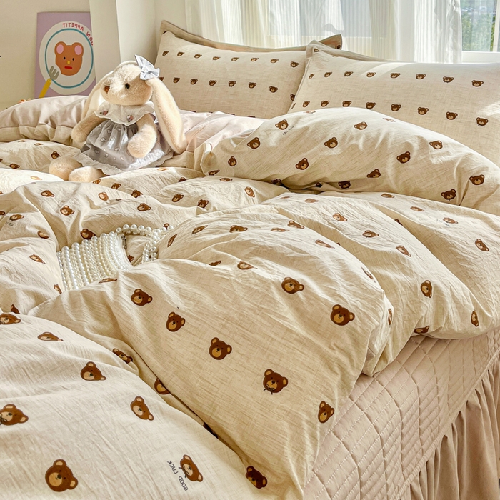 91家纺网 家纺一手货源 找家纺 尚美 2026新款简约印花床盖四件套 熊多多