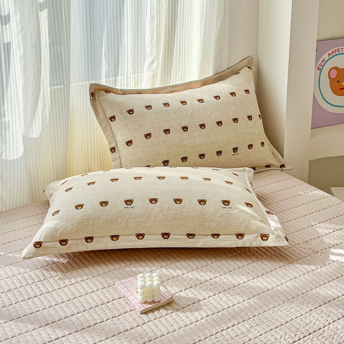 91家纺网 家纺一手货源 找家纺 尚美 2026新款简约印花床盖四件套 熊多多