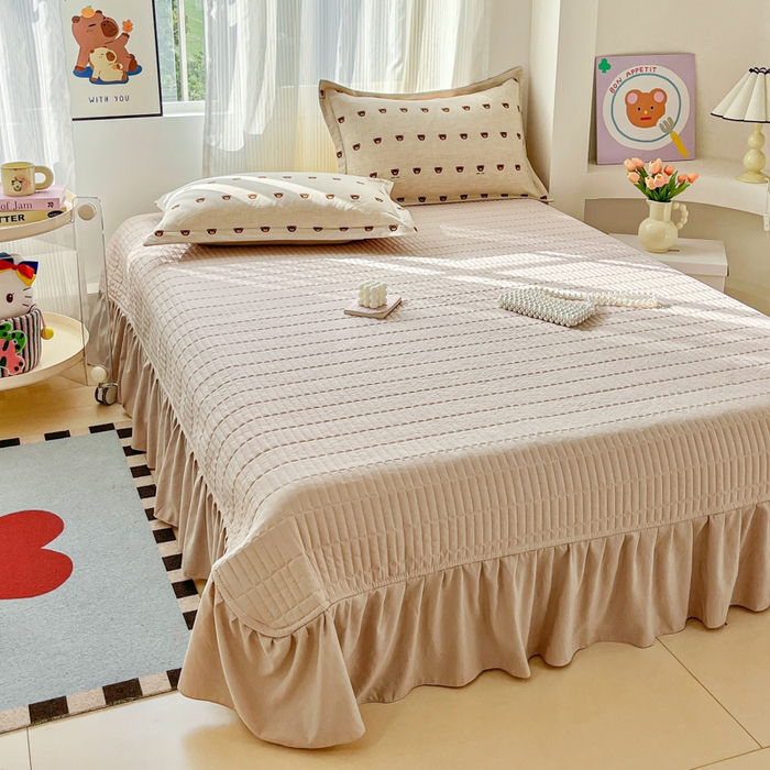 91家纺网 家纺一手货源 找家纺 尚美 2026新款简约印花床盖四件套 熊多多