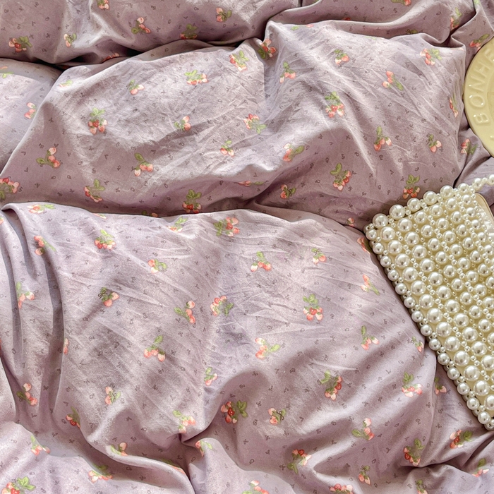 91家纺网 家纺一手货源 找家纺 尚美 2026新款简约印花床盖四件套 樱紫