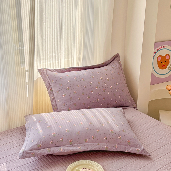 91家纺网 家纺一手货源 找家纺 尚美 2026新款简约印花床盖四件套 樱紫