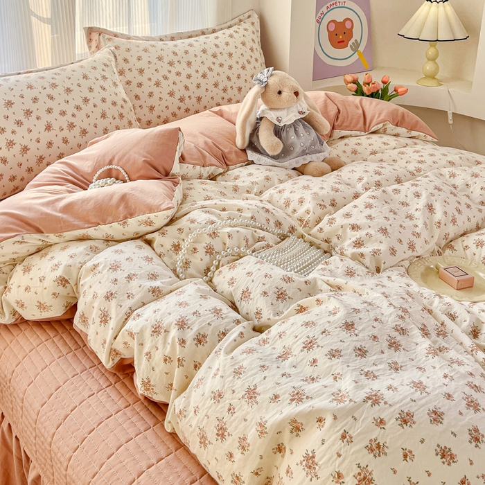 91家纺网 家纺一手货源 找家纺 尚美 2026新款简约印花床盖四件套 织梦-豆沙