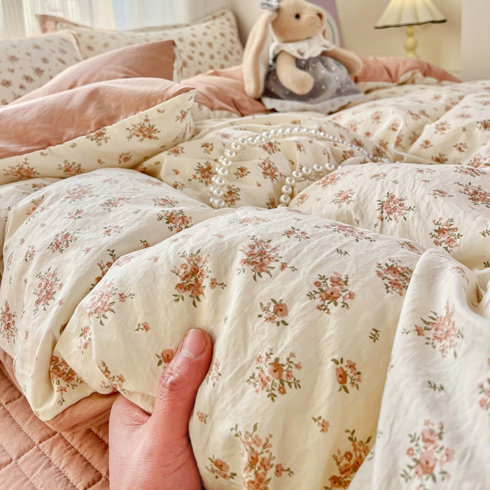 91家纺网 家纺一手货源 找家纺 尚美 2026新款简约印花床盖四件套 织梦-豆沙