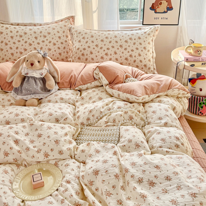 91家纺网 家纺一手货源 找家纺 尚美 2026新款简约印花床盖四件套 织梦-豆沙