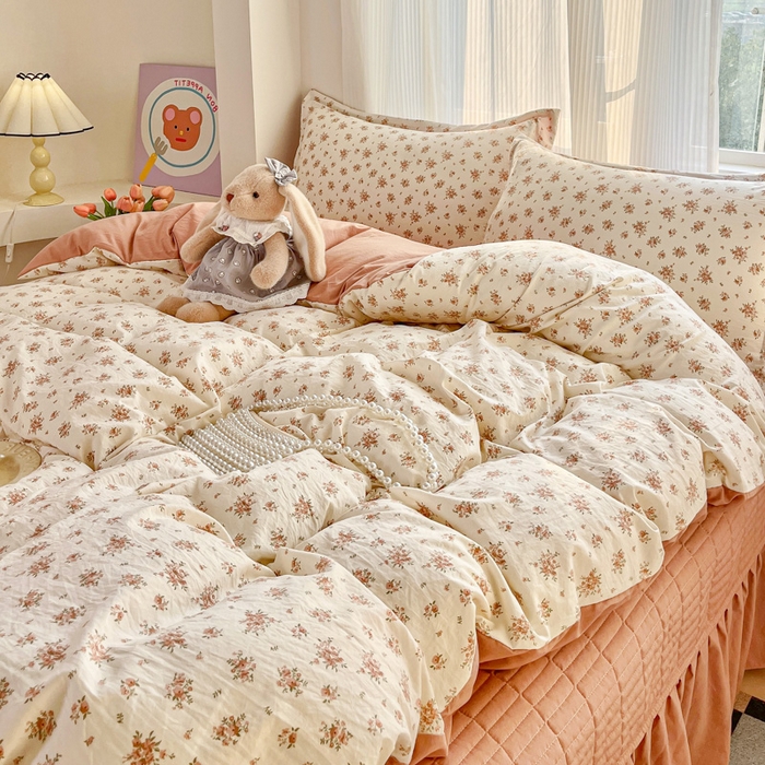 91家纺网 家纺一手货源 找家纺 尚美 2026新款简约印花床盖四件套 织梦-豆沙