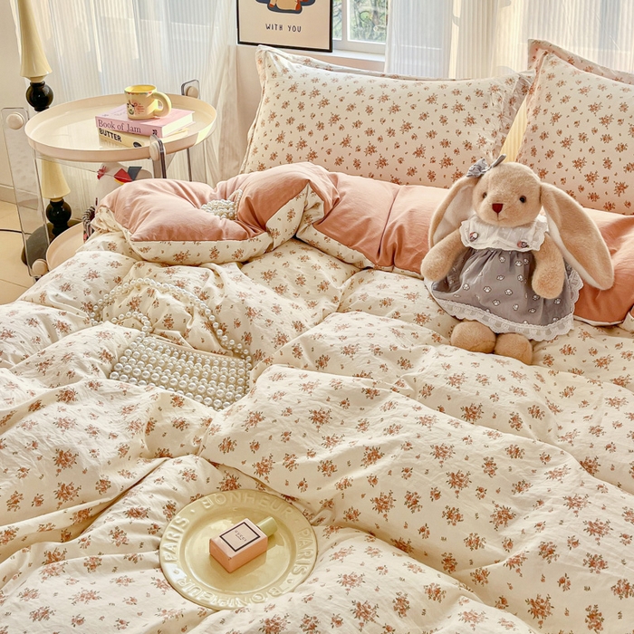 91家纺网 家纺一手货源 找家纺 尚美 2026新款简约印花床盖四件套 织梦-豆沙