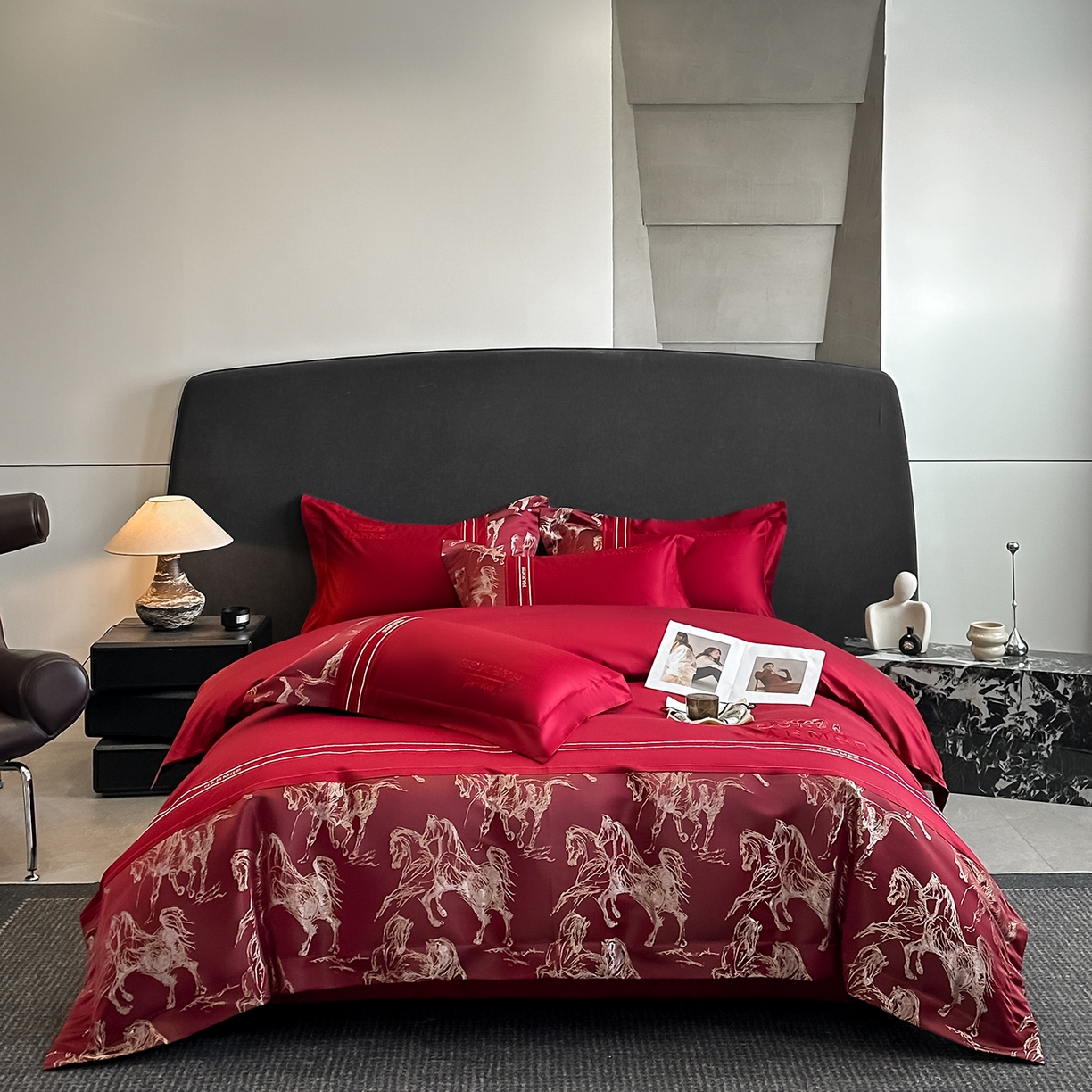 91家纺网 家纺一手货源 找家纺 （总）置顶家纺 2026新款马年爱马亲肤提花刺绣系列四件套