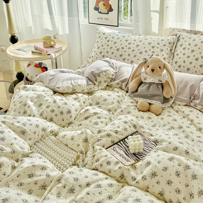 91家纺网 家纺一手货源 找家纺 尚美 2026新款简约印花床盖四件套 织梦-灰