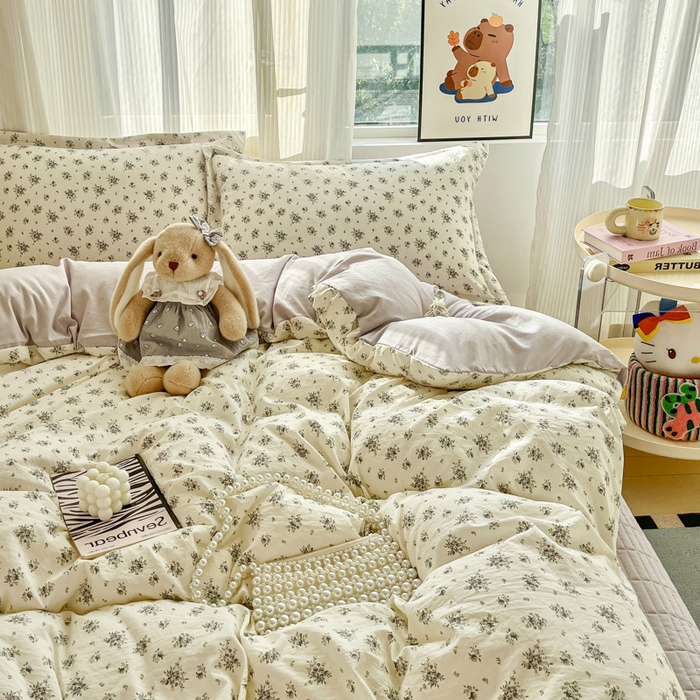 91家纺网 家纺一手货源 找家纺 尚美 2026新款简约印花床盖四件套 织梦-灰