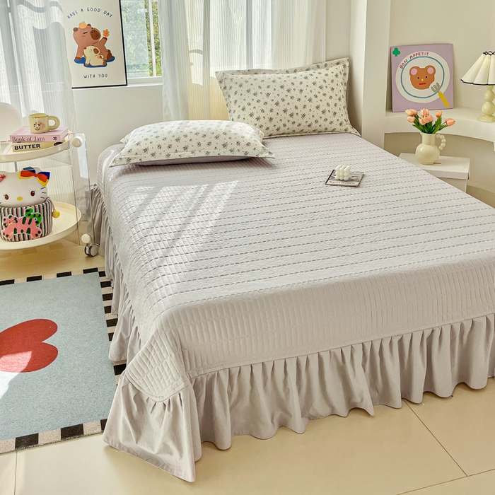 91家纺网 家纺一手货源 找家纺 尚美 2026新款简约印花床盖四件套 织梦-灰