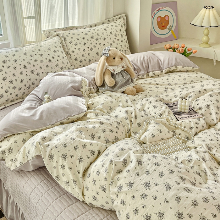 91家纺网 家纺一手货源 找家纺 尚美 2026新款简约印花床盖四件套 织梦-灰