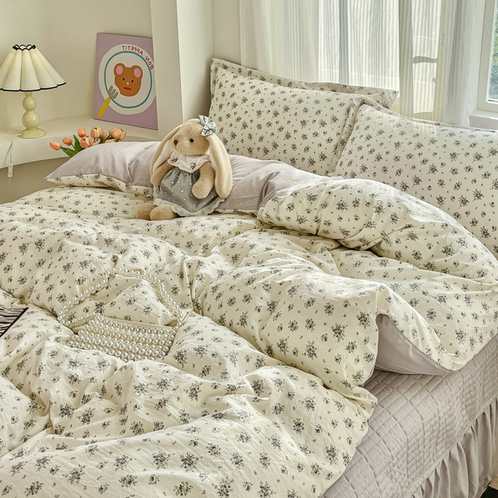 91家纺网 家纺一手货源 找家纺 尚美 2026新款简约印花床盖四件套 织梦-灰