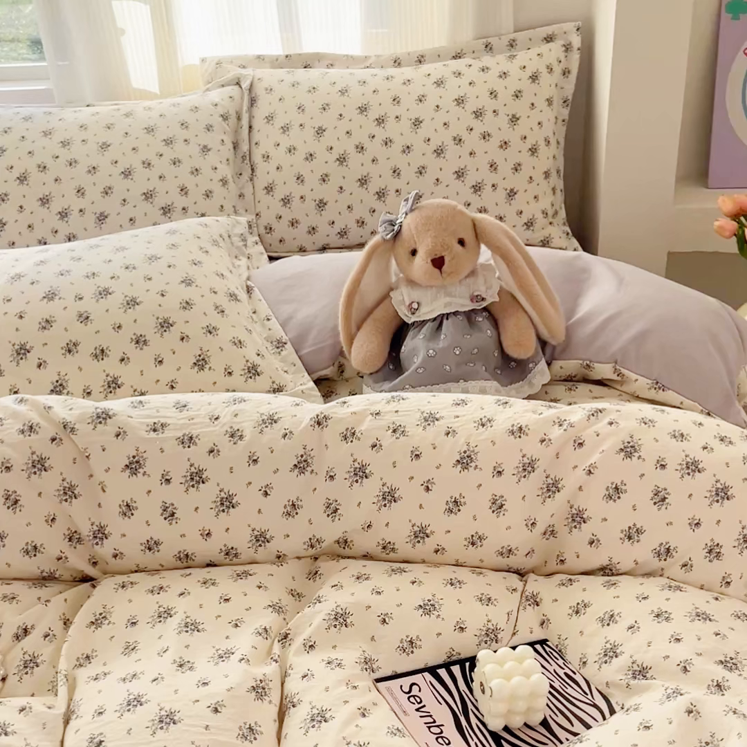 91家纺网 家纺一手货源 找家纺 尚美 2026新款简约印花床盖四件套 织梦-灰