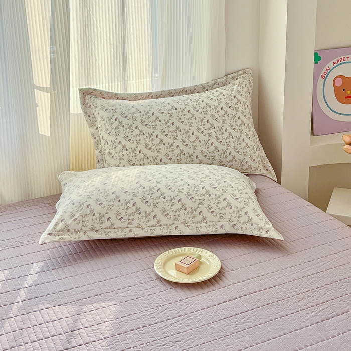 91家纺网 家纺一手货源 找家纺 尚美 2026新款简约印花床盖四件套 紫絮