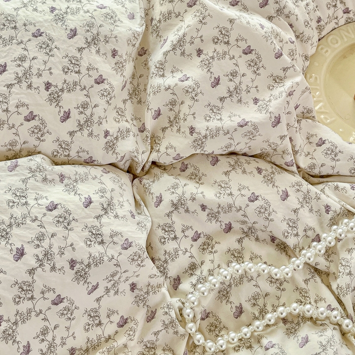 91家纺网 家纺一手货源 找家纺 尚美 2026新款简约印花床盖四件套 紫絮