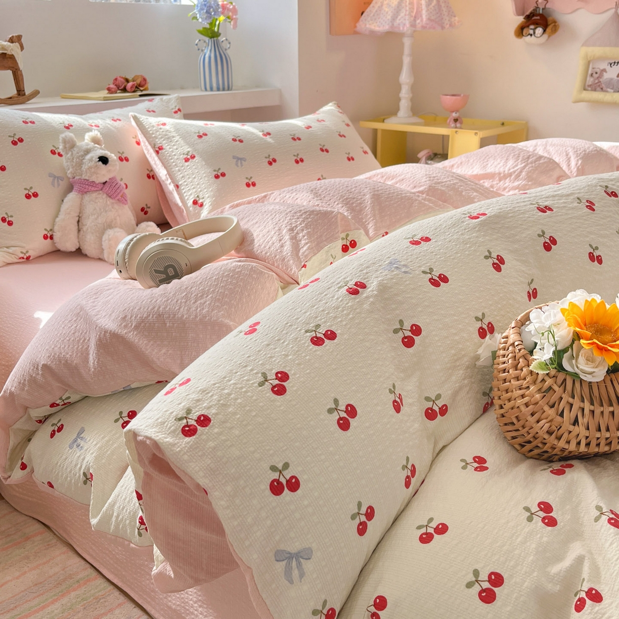 91家纺网 家纺一手货源 找家纺 （总）彩韵家纺 2026新款软糯泡芙纱印花四件套