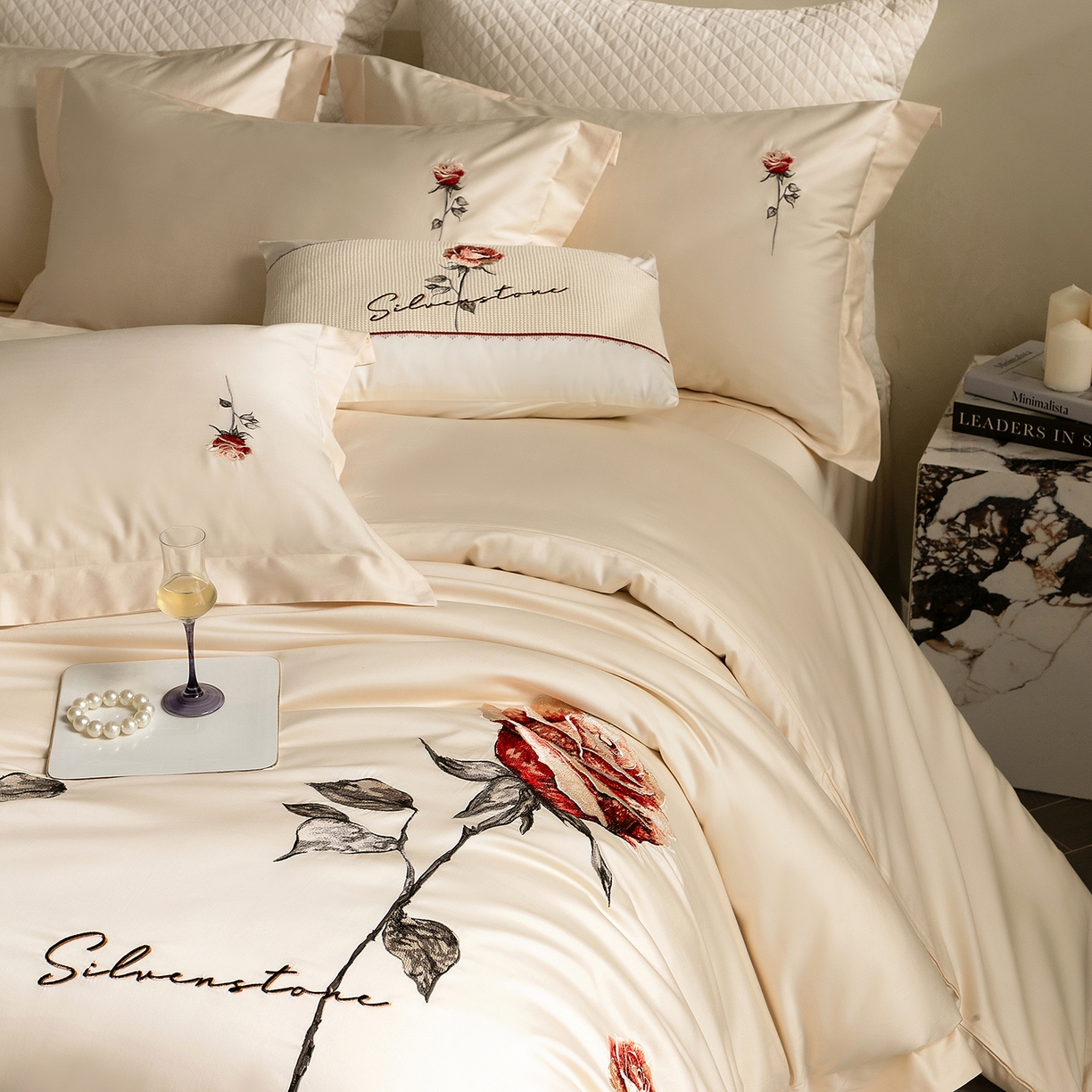 91家纺网 家纺一手货源 找家纺 东方合美（原：皇家传奇） 2026春夏新款长绒棉纯棉刺绣四件套-温情蜜意 温情蜜意-香槟