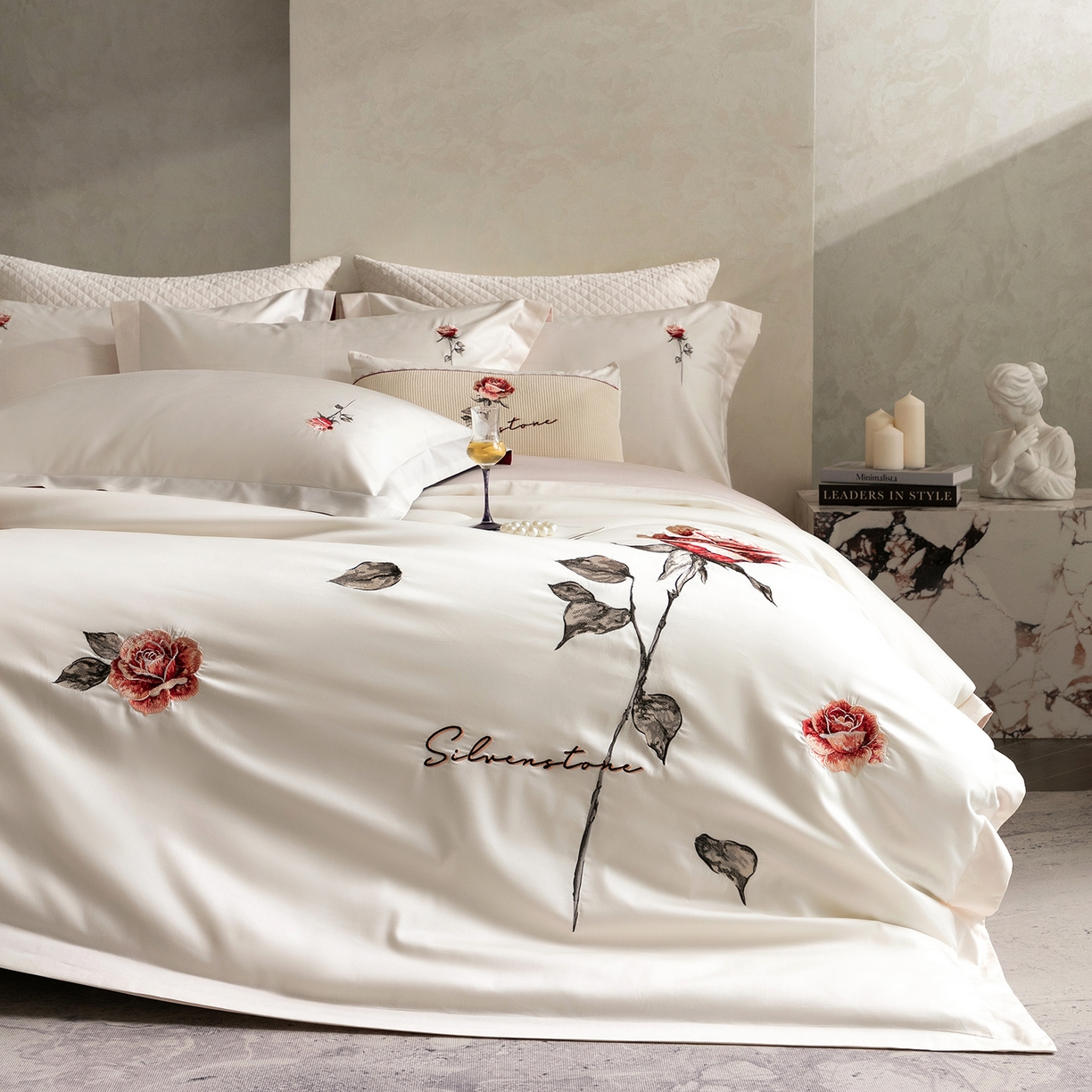 91家纺网 家纺一手货源 找家纺 东方合美（原：皇家传奇） 2026春夏新款长绒棉纯棉刺绣四件套-温情蜜意 温情蜜意-白