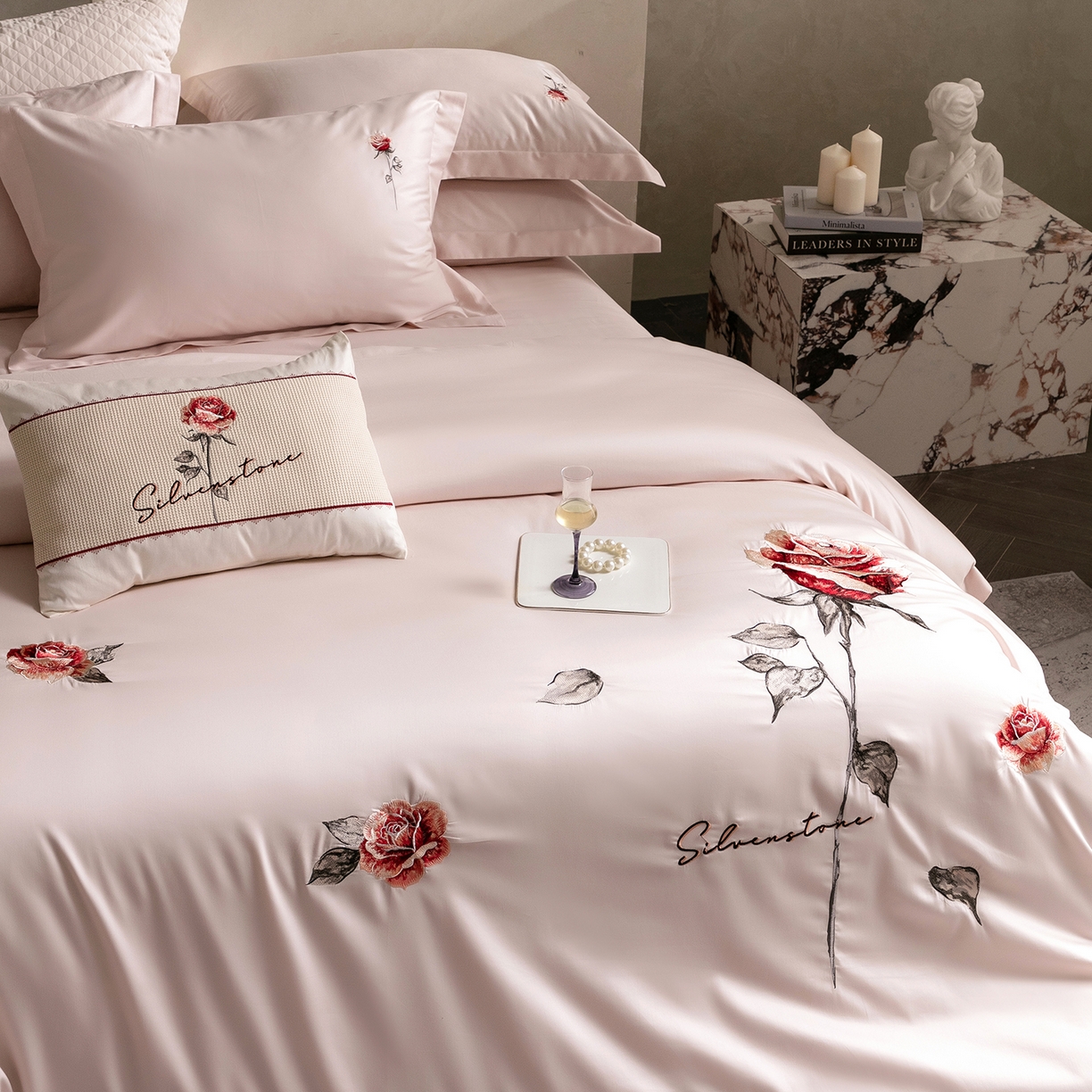 91家纺网 家纺一手货源 找家纺 东方合美（原：皇家传奇） 2026春夏新款长绒棉纯棉刺绣四件套-温情蜜意 温情蜜意-粉