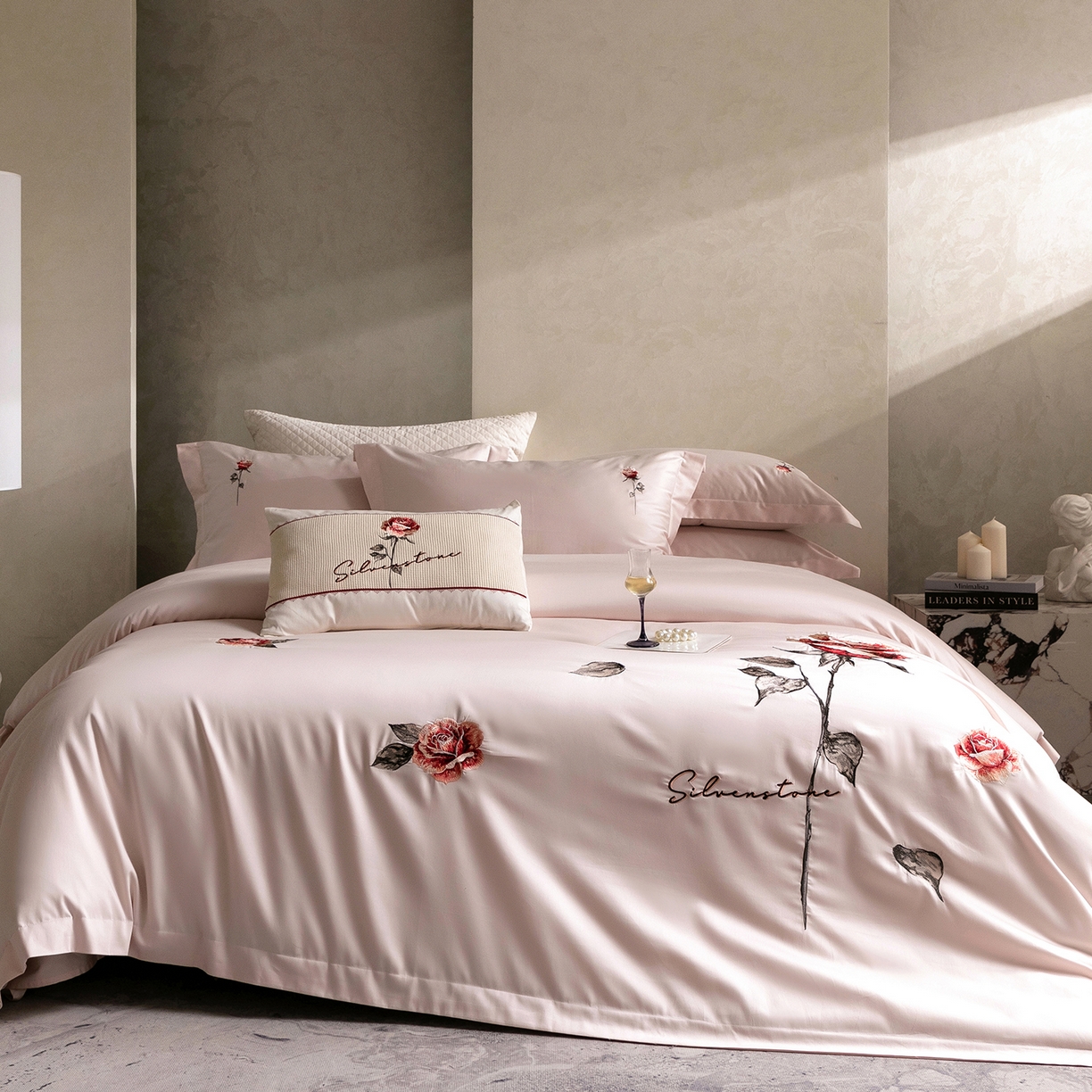 91家纺网 家纺一手货源 找家纺 东方合美（原：皇家传奇） 2026春夏新款长绒棉纯棉刺绣四件套-温情蜜意 温情蜜意-粉