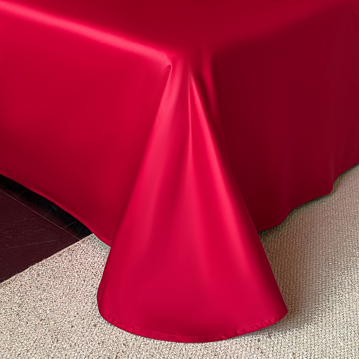 91家纺网 家纺一手货源 找家纺 置顶家纺 2026新款春夏乐芙亲肤提花刺绣系列四件套 乐芙-大红