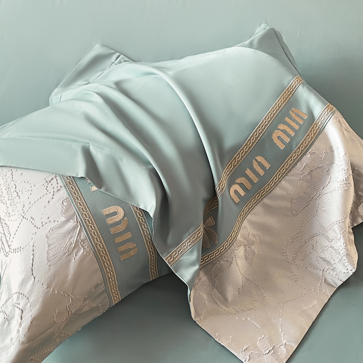 91家纺网 家纺一手货源 找家纺 置顶家纺 2026新款春夏乐芙亲肤提花刺绣系列四件套 乐芙-繁星蓝