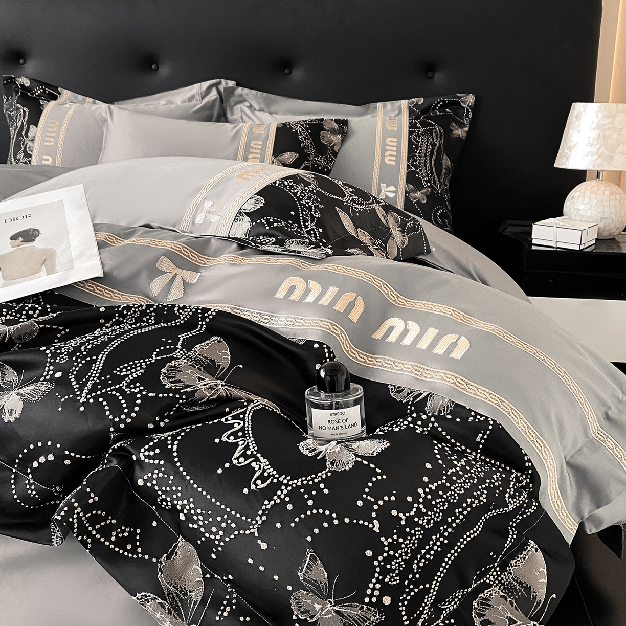 91家纺网 家纺一手货源 找家纺 置顶家纺 2026新款春夏乐芙亲肤提花刺绣系列四件套 乐芙-高级灰