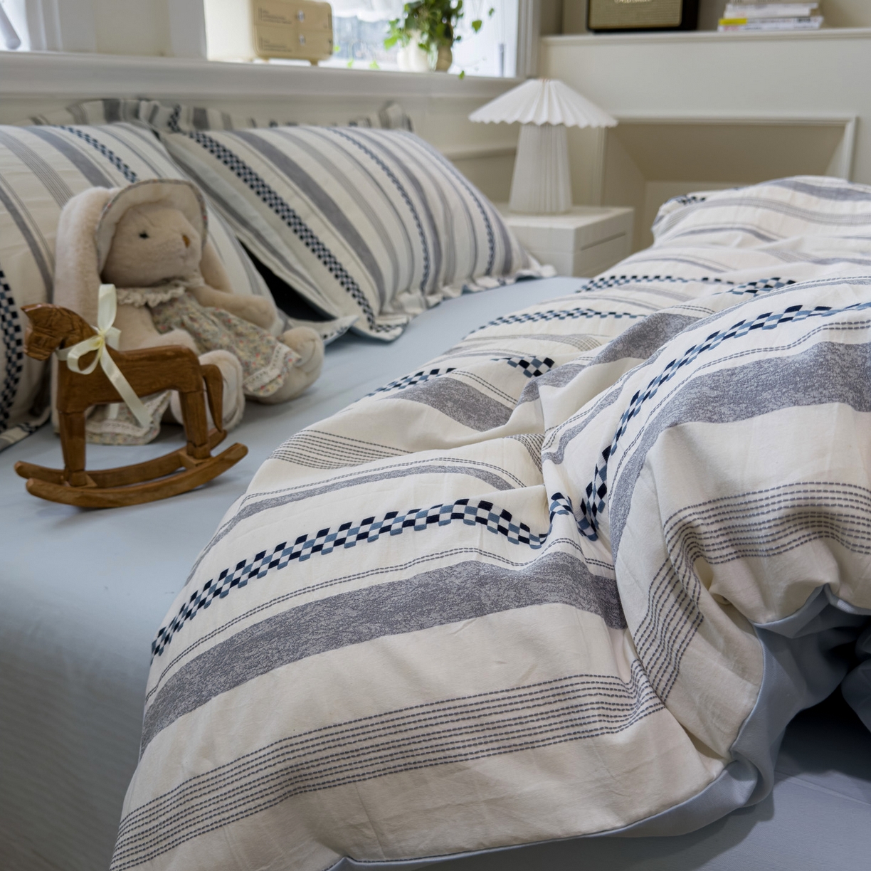 91家纺网 家纺一手货源 找家纺 （总）眠博士 2026新款全棉纯棉水洗色织提花股线四件套