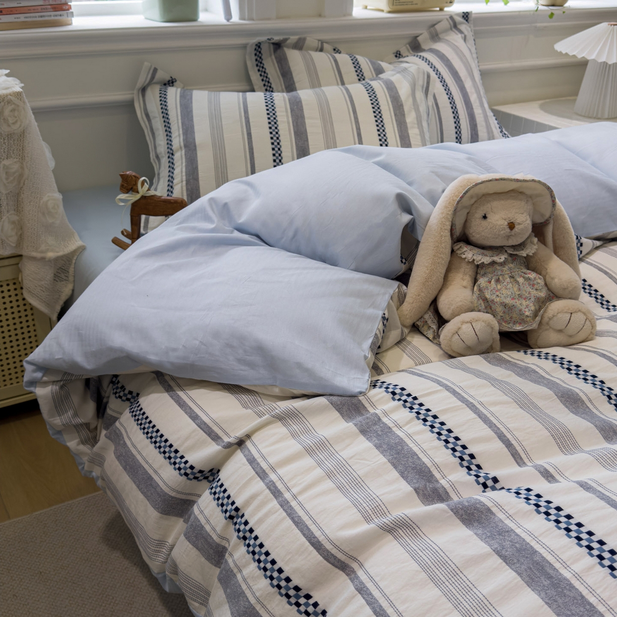 91家纺网 家纺一手货源 找家纺 （总）眠博士 2026新款全棉纯棉水洗色织提花股线四件套