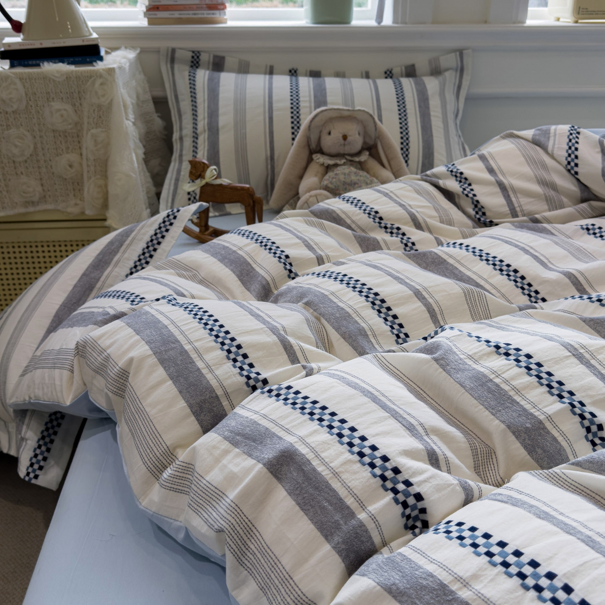 91家纺网 家纺一手货源 找家纺 （总）眠博士 2026新款全棉纯棉水洗色织提花股线四件套