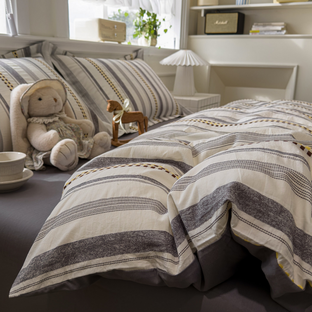 91家纺网 家纺一手货源 找家纺 （总）眠博士 2026新款全棉纯棉水洗色织提花股线四件套