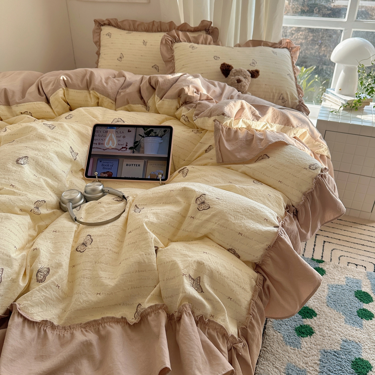 91家纺网 家纺一手货源 找家纺 韩都 2023新款直播爆款320克A类波浪兔毛绒立体剪花纯色牛奶绒四件套-暖冬 暖冬-奶油兰