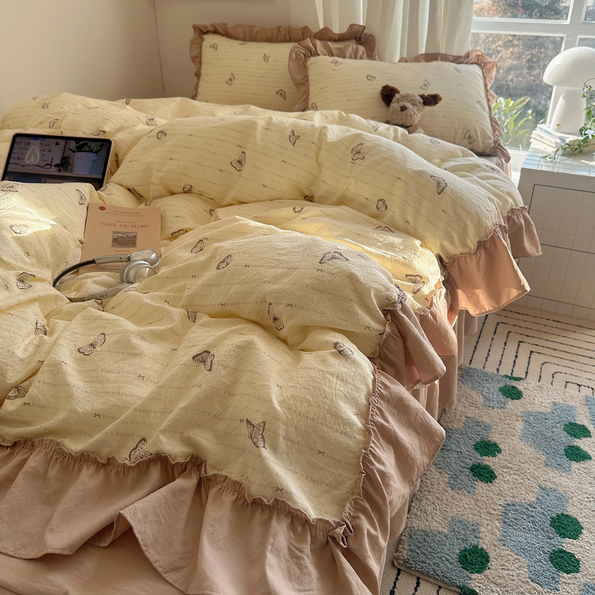 91家纺网 家纺一手货源 找家纺 （总）韩都家居 2026新款韩系大花边系列古棉四件套