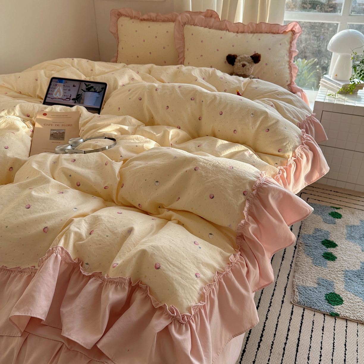 91家纺网 家纺一手货源 找家纺 （总）韩都家居 2026新款韩系大花边系列古棉四件套