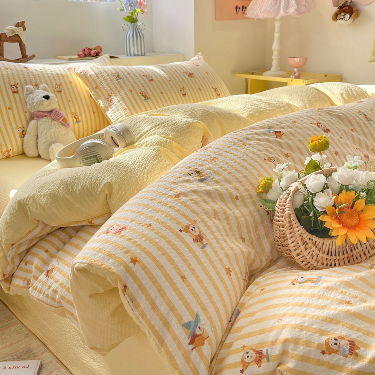 91家纺网 家纺一手货源 找家纺 （总）卡迪熊家纺 2026新款软糯泡芙纱印花四件套