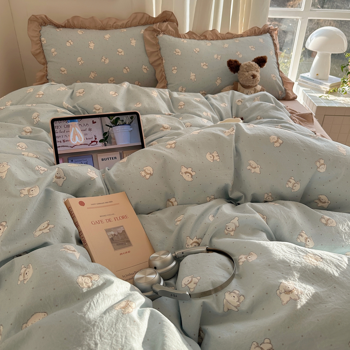 91家纺网 家纺一手货源 找家纺 韩都家居 2026新款韩系大花边系列古棉四件套 星狗