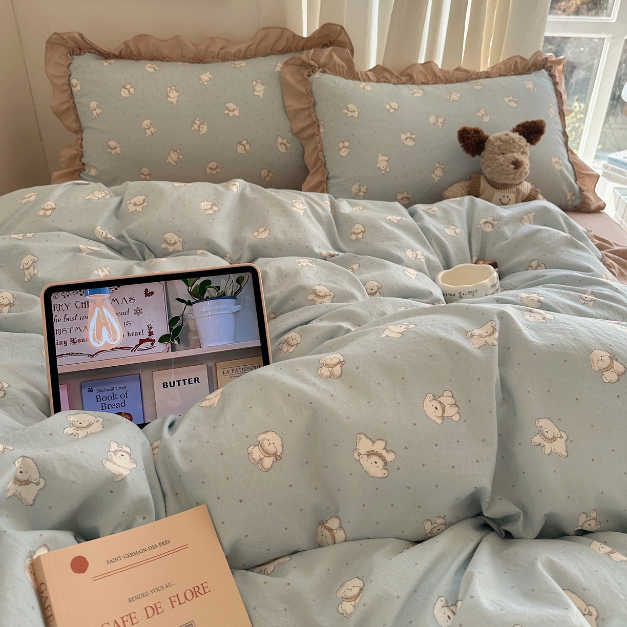 91家纺网 家纺一手货源 找家纺 韩都家居 2026新款韩系大花边系列古棉四件套 星狗