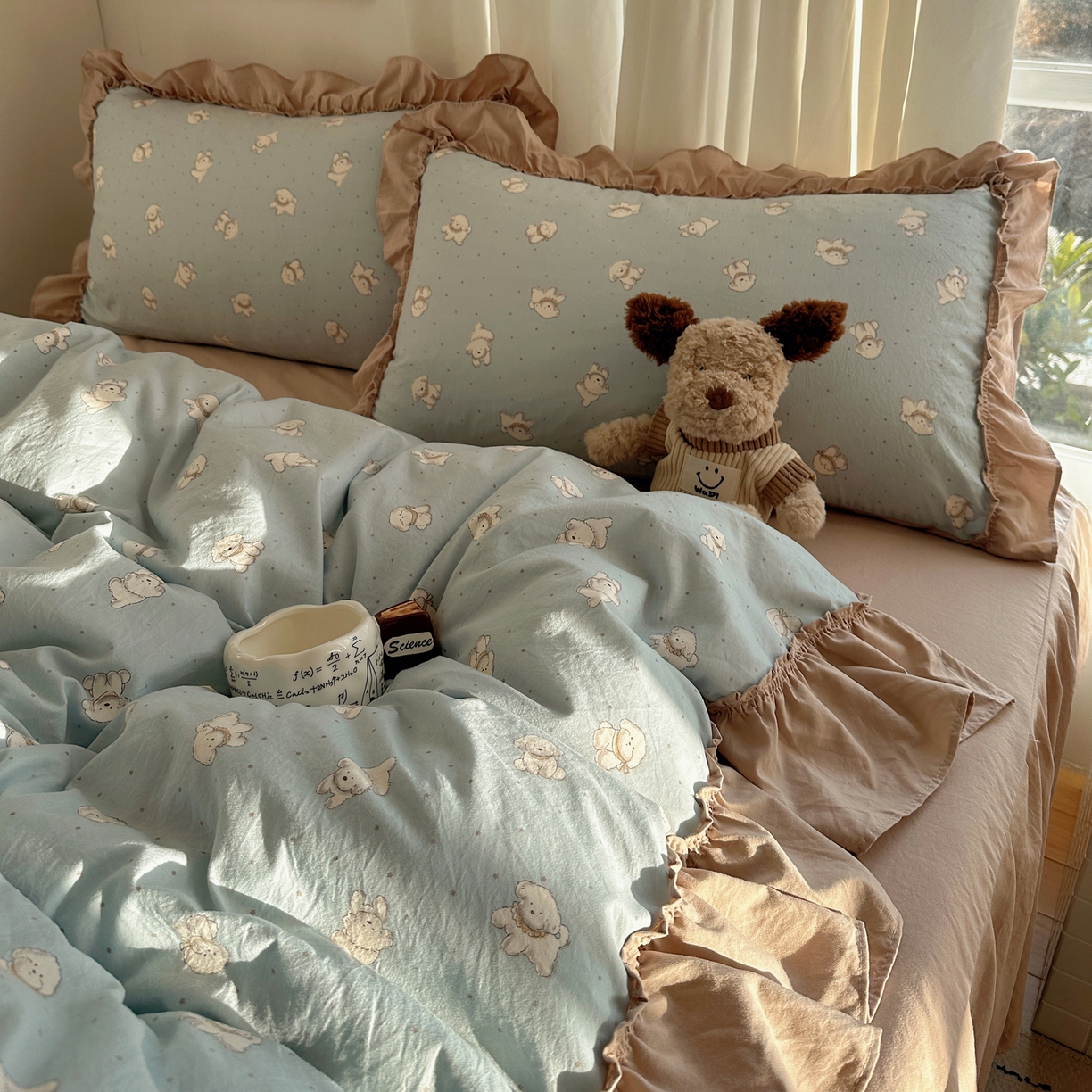 91家纺网 家纺一手货源 找家纺 韩都家居 2026新款韩系大花边系列古棉四件套 星狗