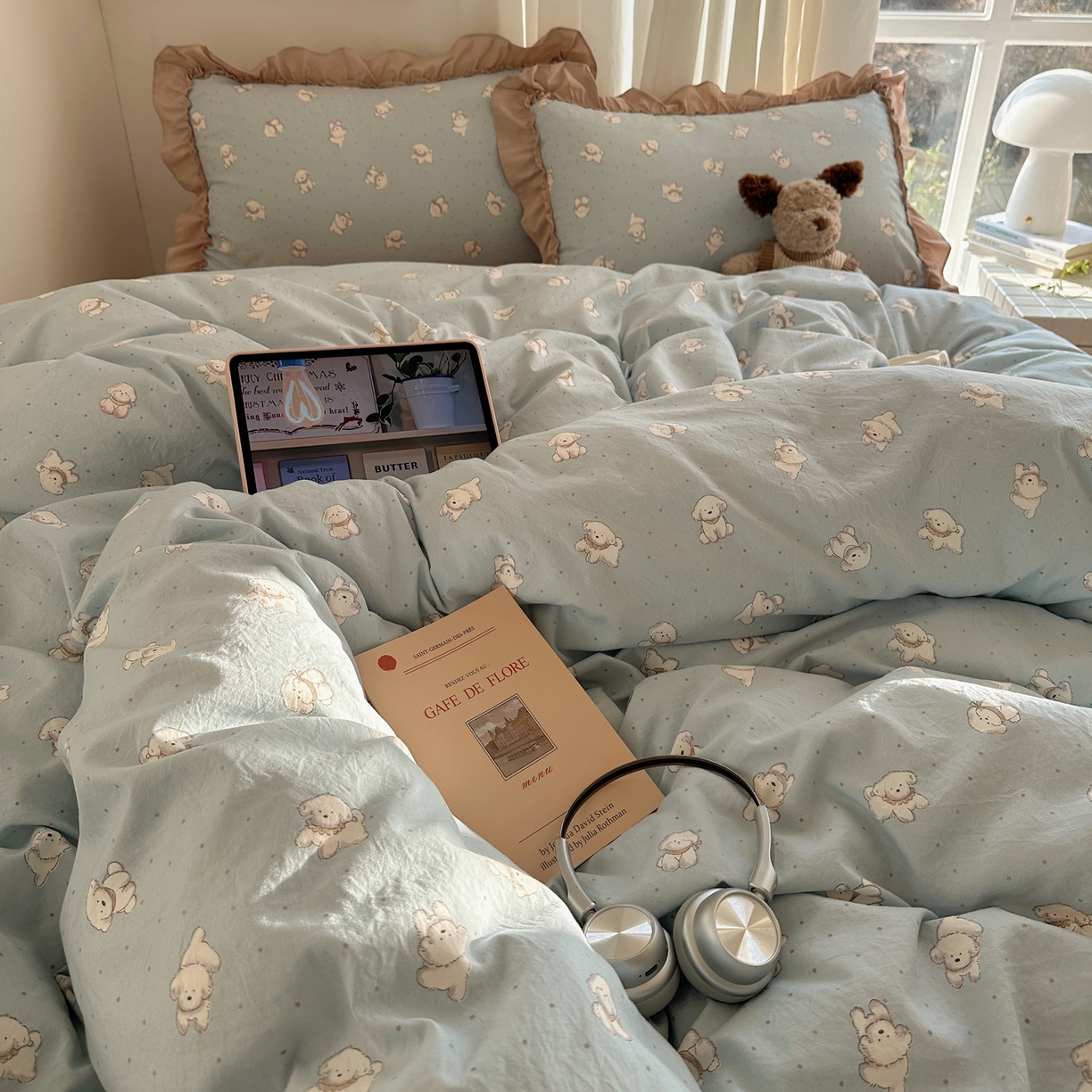 91家纺网 家纺一手货源 找家纺 韩都家居 2026新款韩系大花边系列古棉四件套 星狗