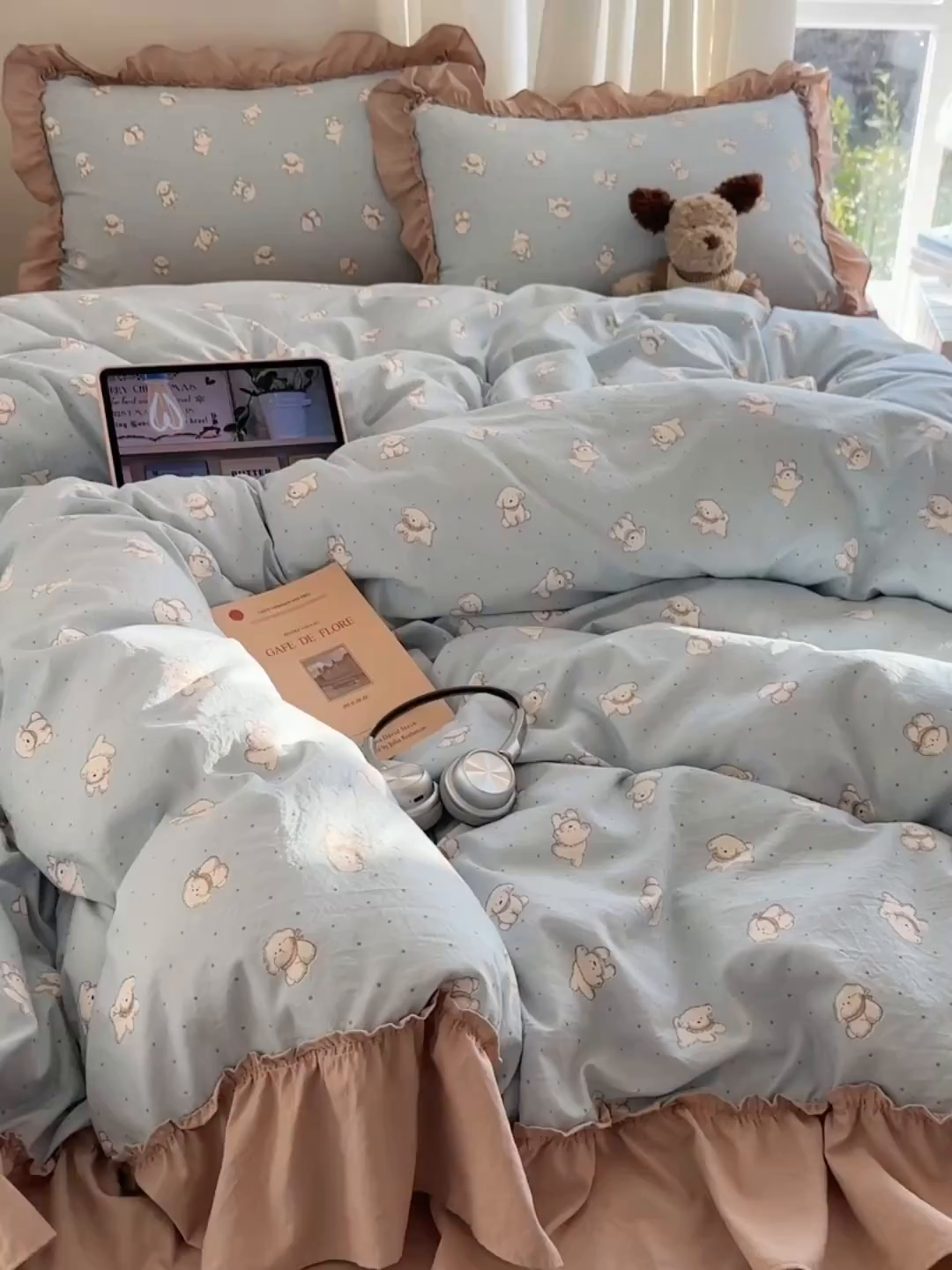 91家纺网 家纺一手货源 找家纺 韩都家居 2026新款韩系大花边系列古棉四件套 星狗