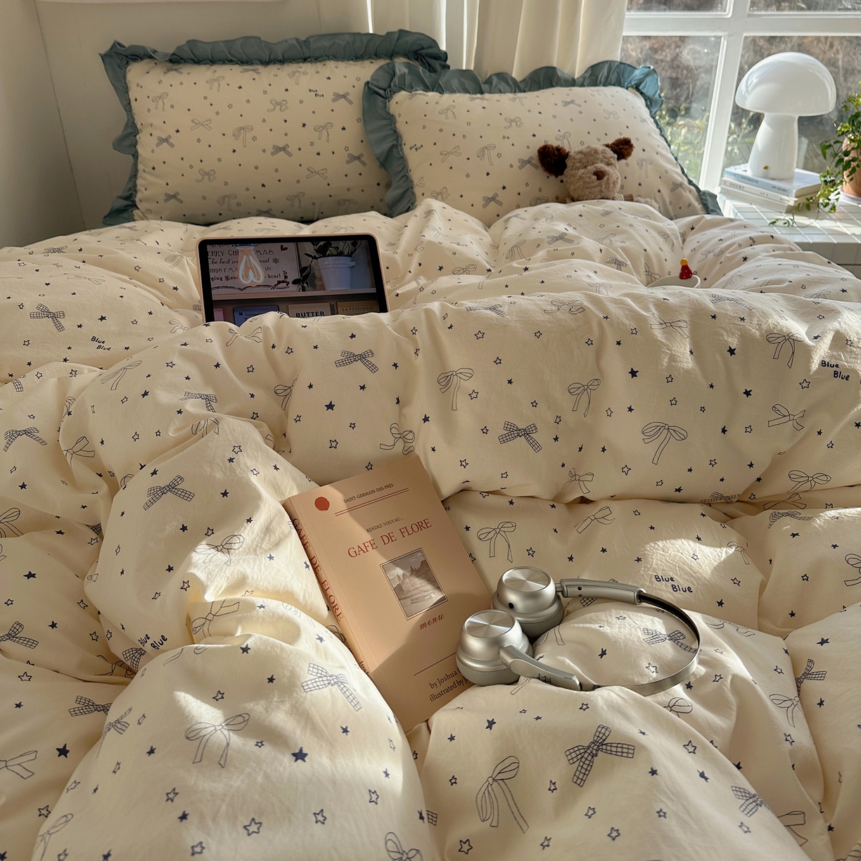 91家纺网 家纺一手货源 找家纺 韩都家居 2026新款韩系大花边系列古棉四件套 雨沫