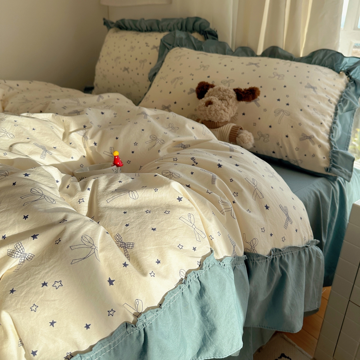 91家纺网 家纺一手货源 找家纺 韩都家居 2026新款韩系大花边系列古棉四件套 雨沫