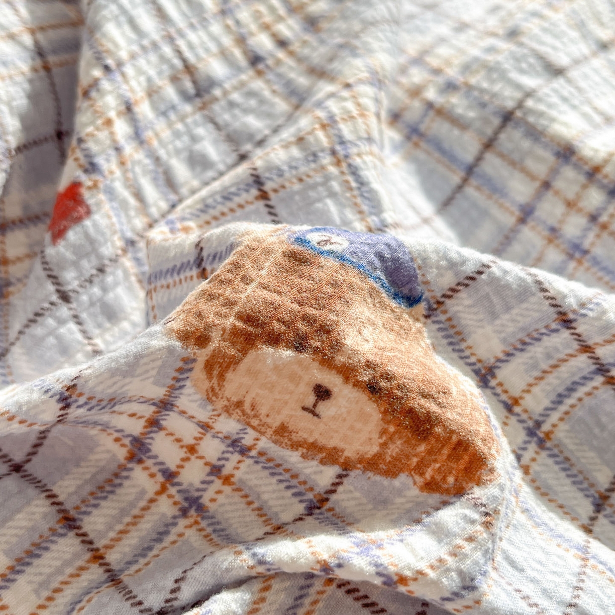 91家纺网 家纺一手货源 找家纺 卡迪熊家纺 2026新款软糯泡芙纱印花四件套 狗狗乐园